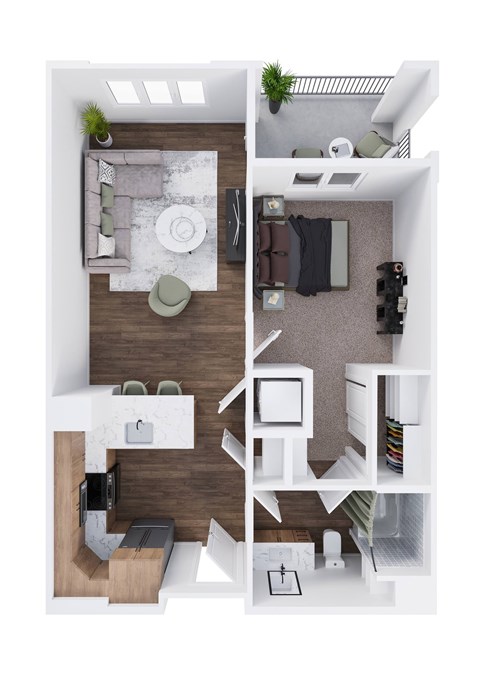 Floor plan for 1 bed, 1 bath, 759 sqft